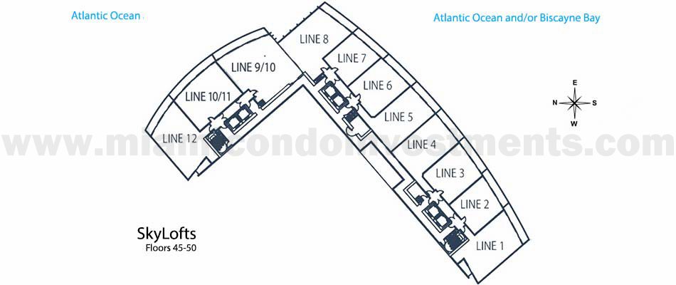 Marina Blue skylofts key plan floors 45-50