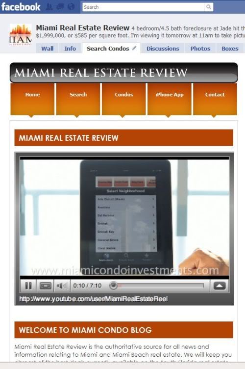 Miami Real Estate Review FaceBook fan page