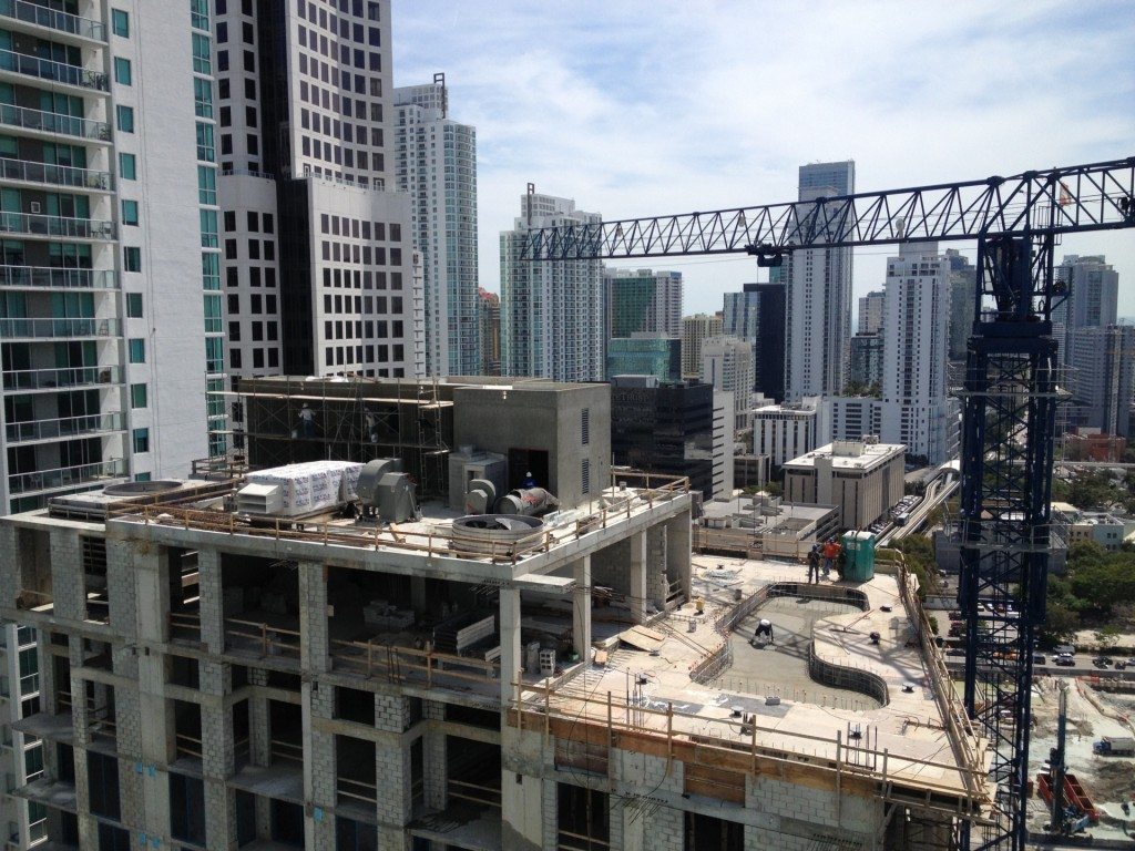 myBrickell rooftop pool construction shot