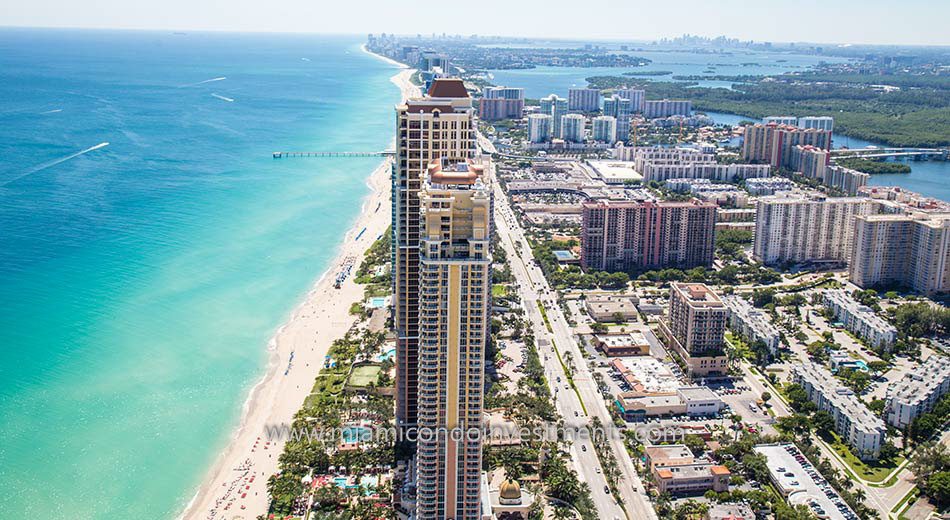 aerial view of Acqualina condos in Sunny Isles Beach