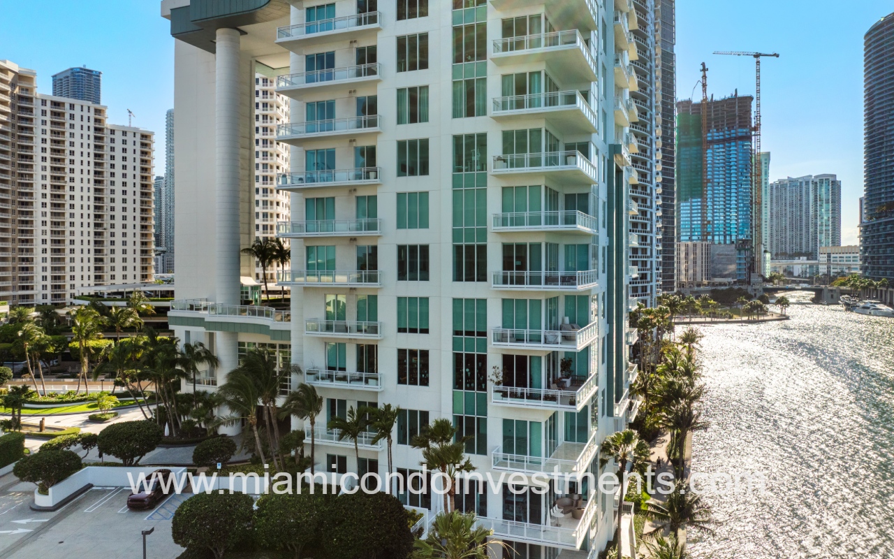 Asia condo view side building lower half closeup