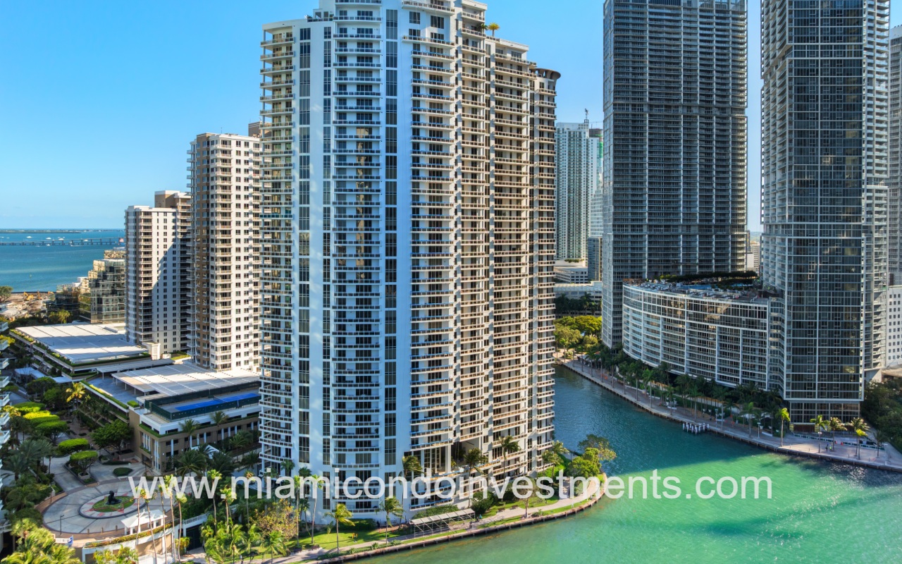 Carbonell drone of building from across waterway