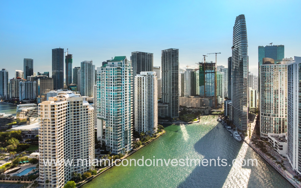 Carbonell drone of condo and surrounding buildings along waterway