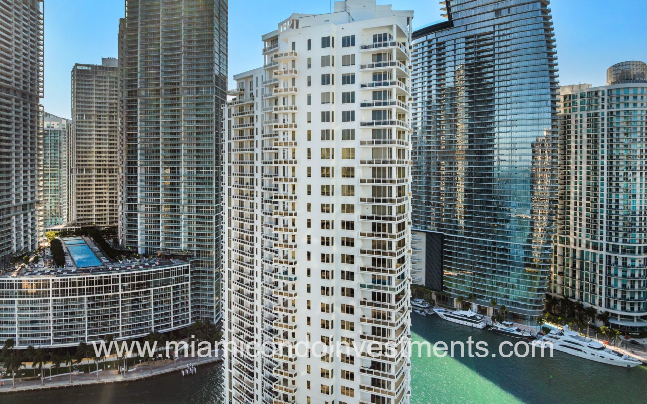 Carbonell drone of side angle of condo building and surroundings