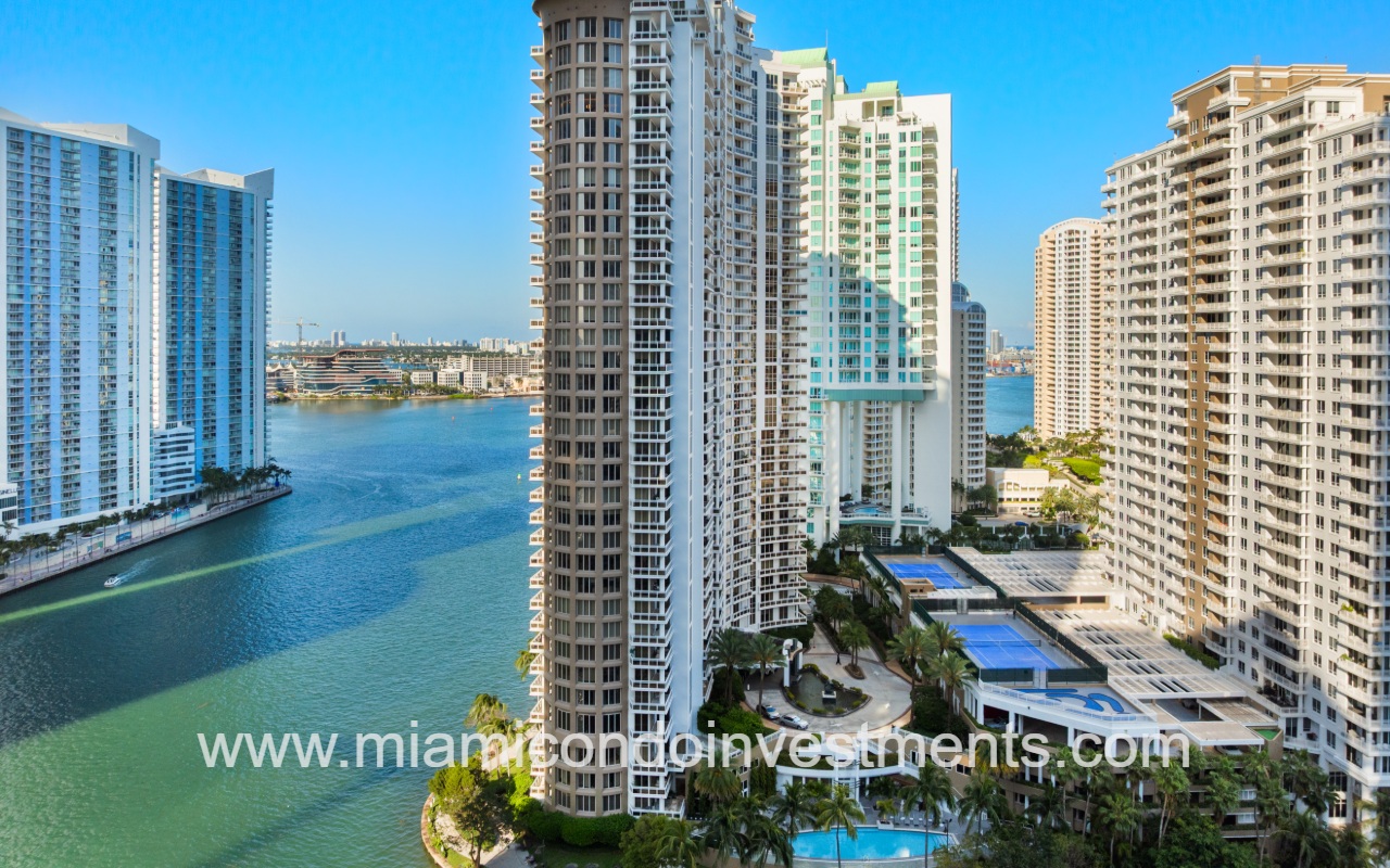 Carbonell drone view of side of building and waterfront