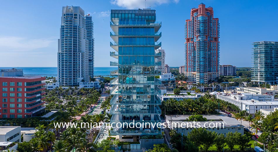 Glass condominium in South Beach