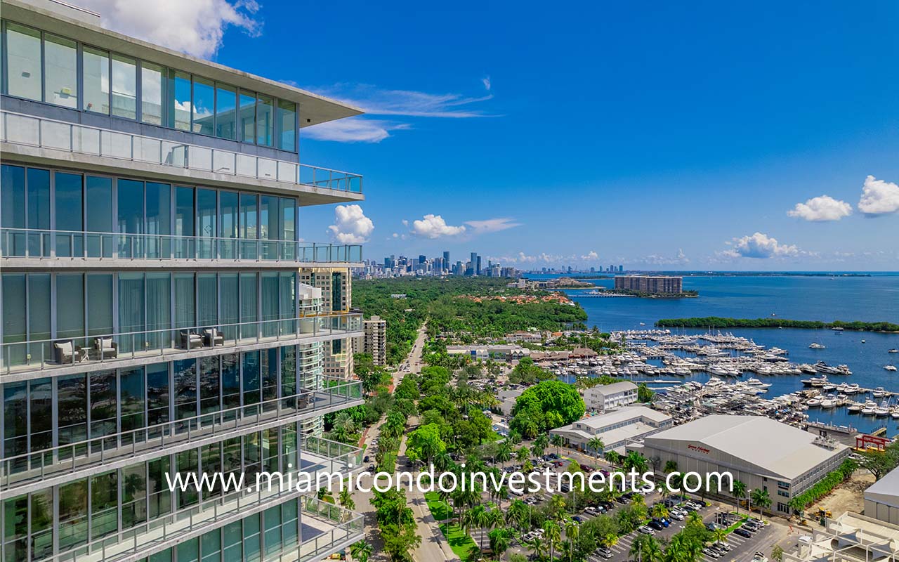 views of the Downtown Miami skyline from Grove at Grand Bay