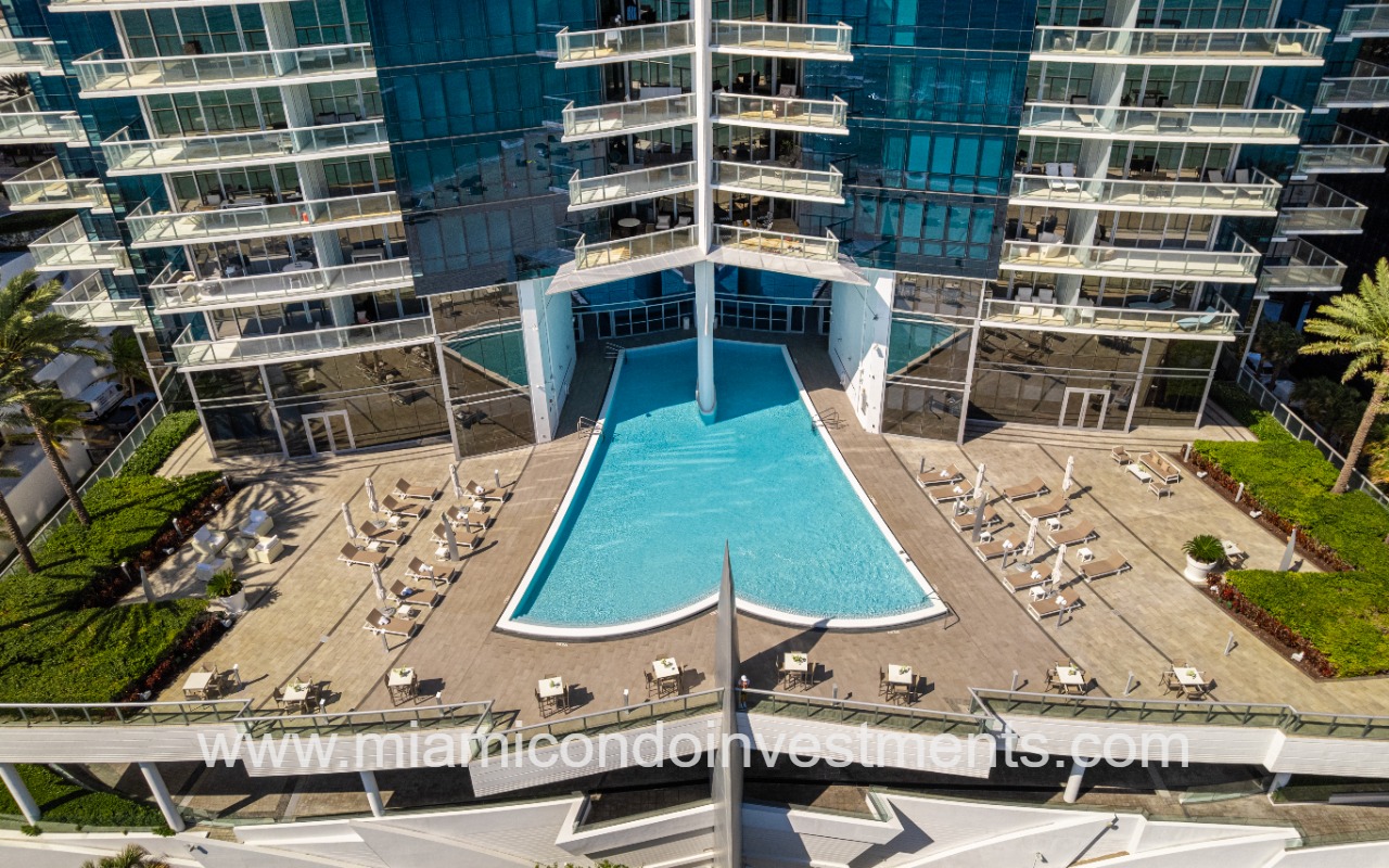 Jade Ocean condo building drone of pool