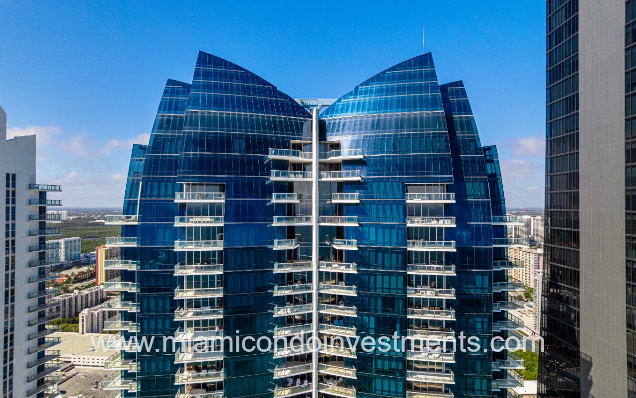 Jade Ocean condos drone of upper building architecture