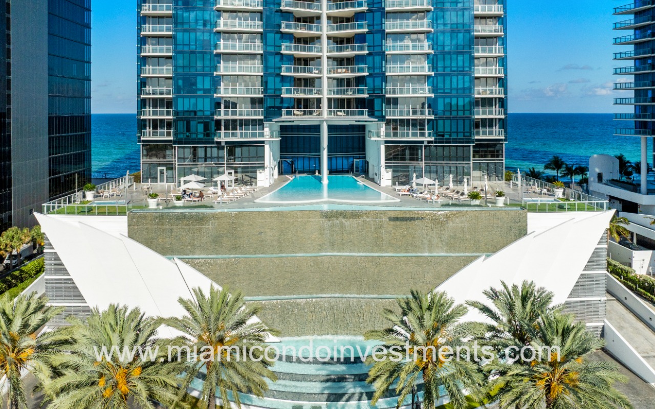Jade Ocean condos drone of front pool