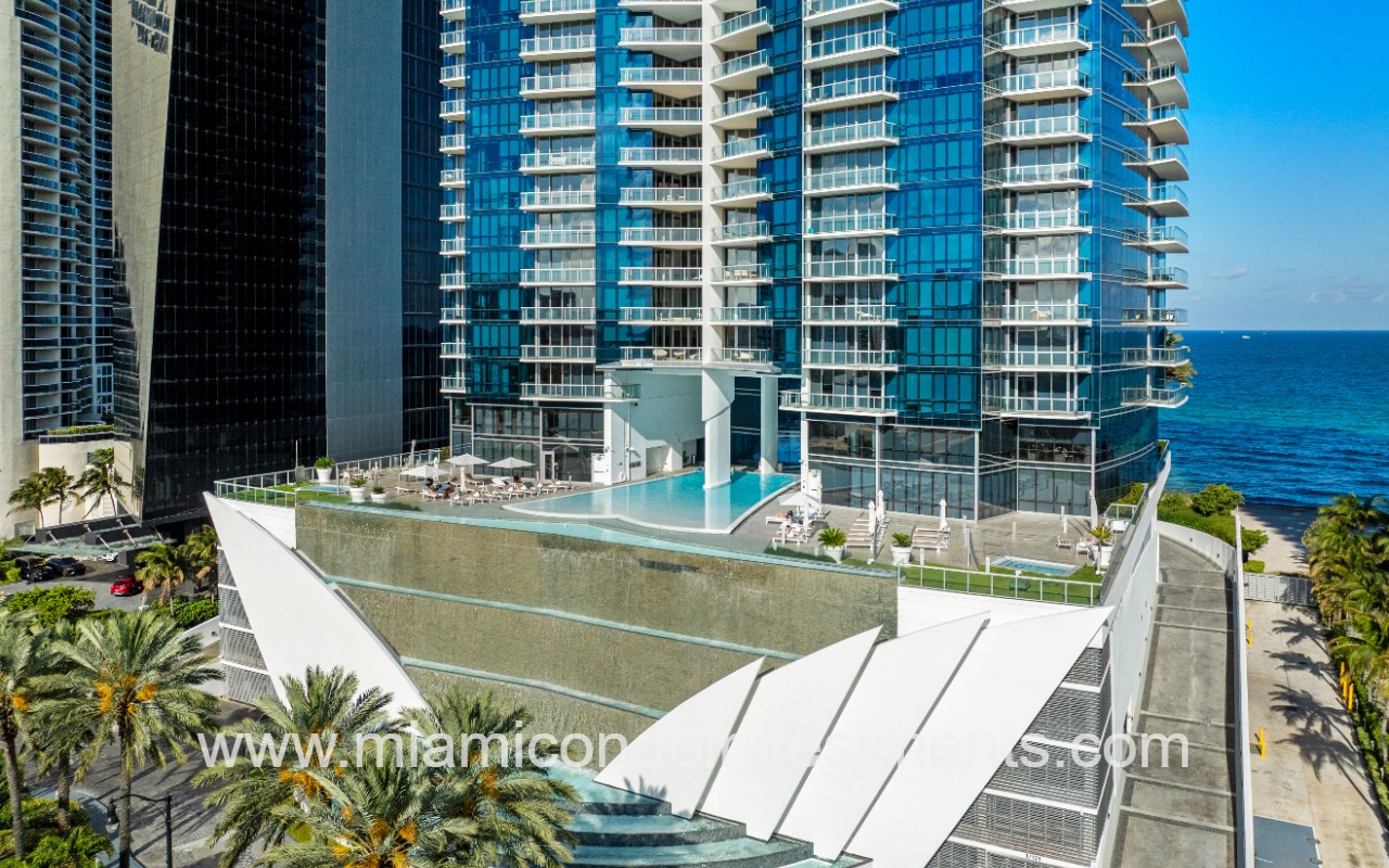 Jade Ocean condos facing front pool corner angle