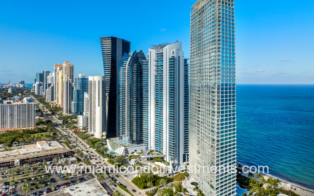 Jade Signature drone angle of condo building and area