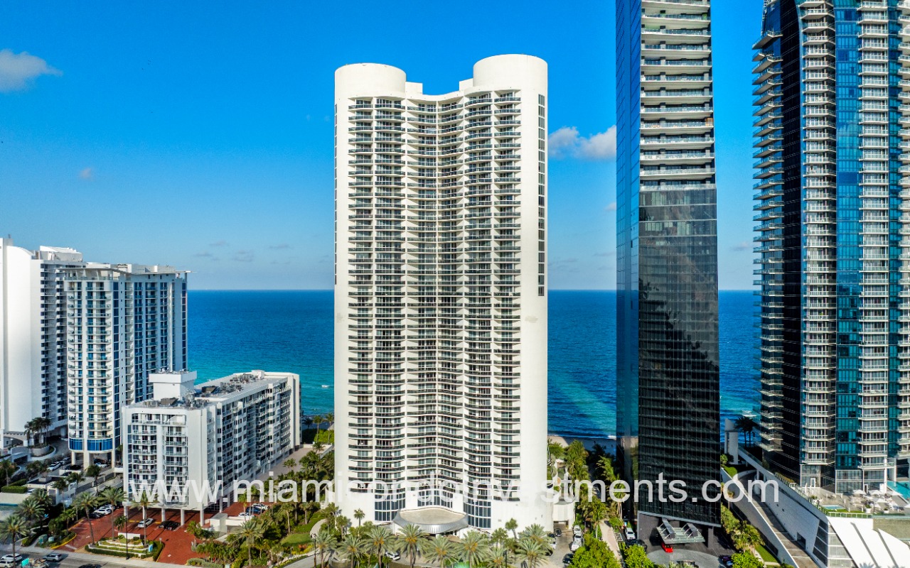 Ocean Four drone facing front of building