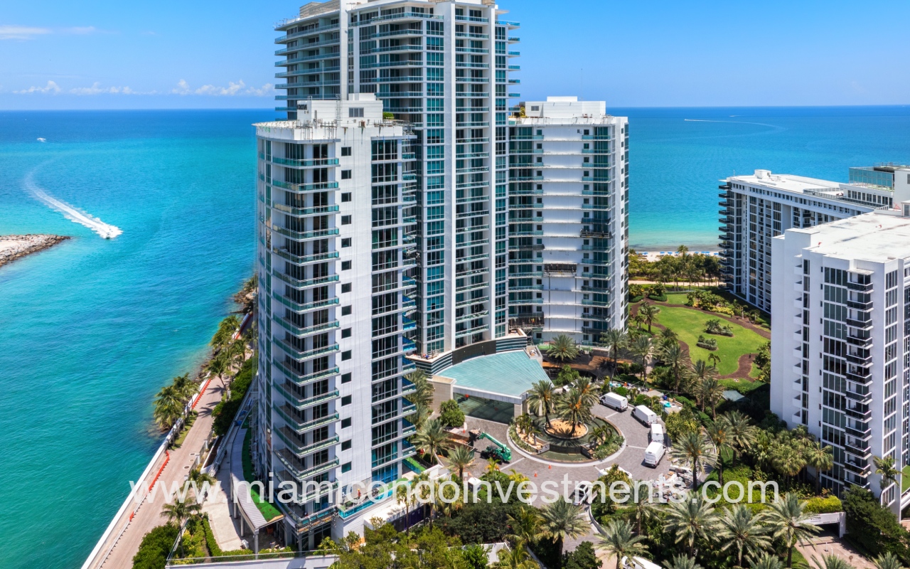 One Bal Harbour drone angle view of condo building