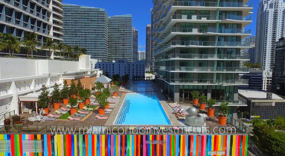 SLS Brickell condos pool deck