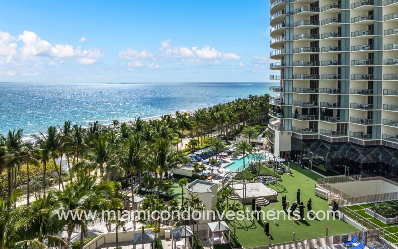 St. Regis Bal Harbour view of condo building pool area with oceanfront view