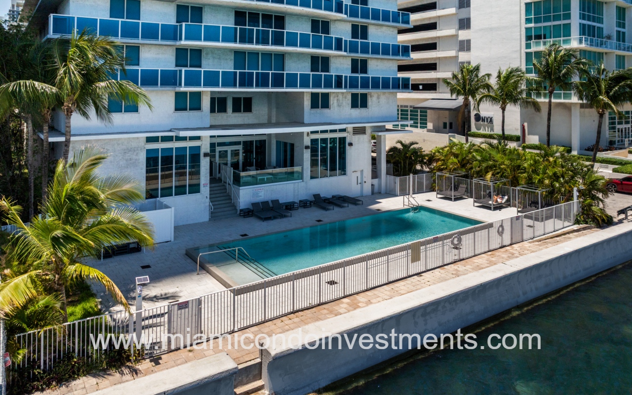 Star Lofts drone angle view of condo pool