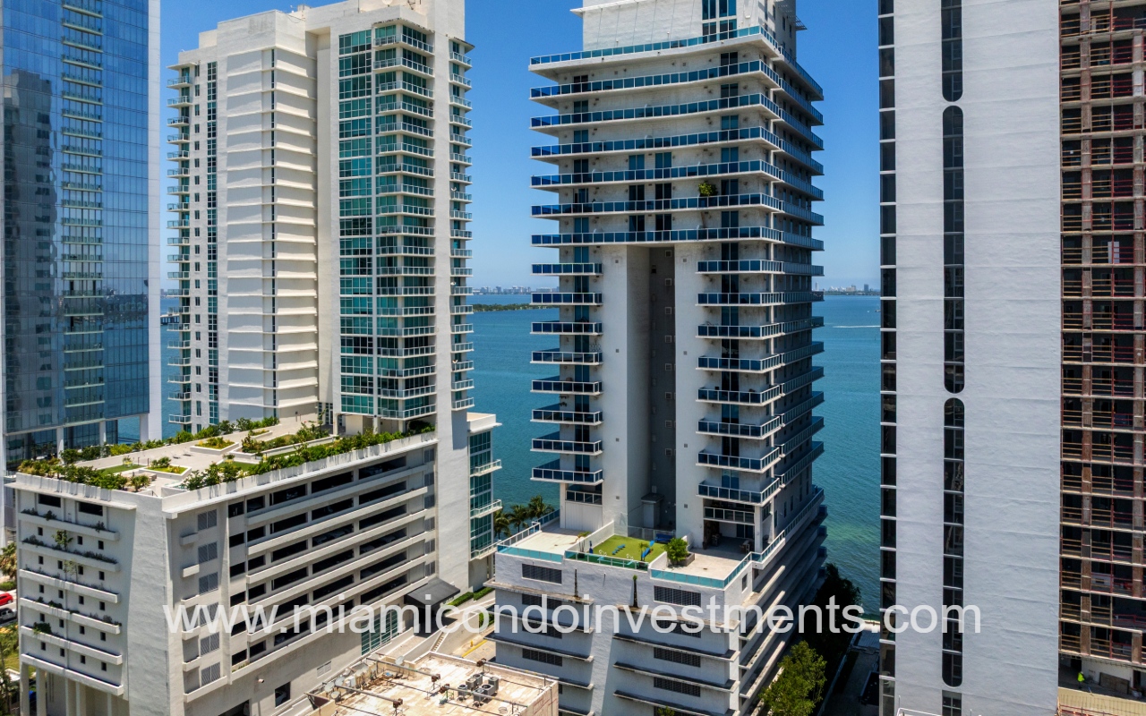 Star Lofts drone view of building with bay backdrop