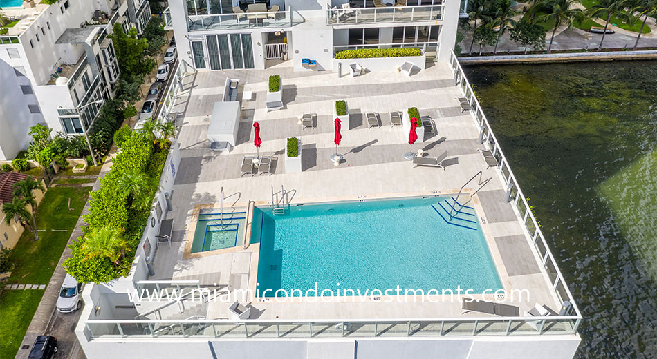 aerial view of pool deck at The Crimson