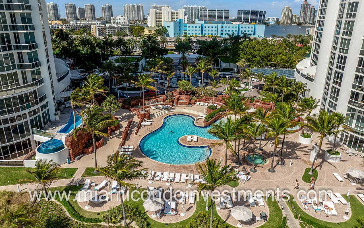 Tramp Palace Pool area with skyline views