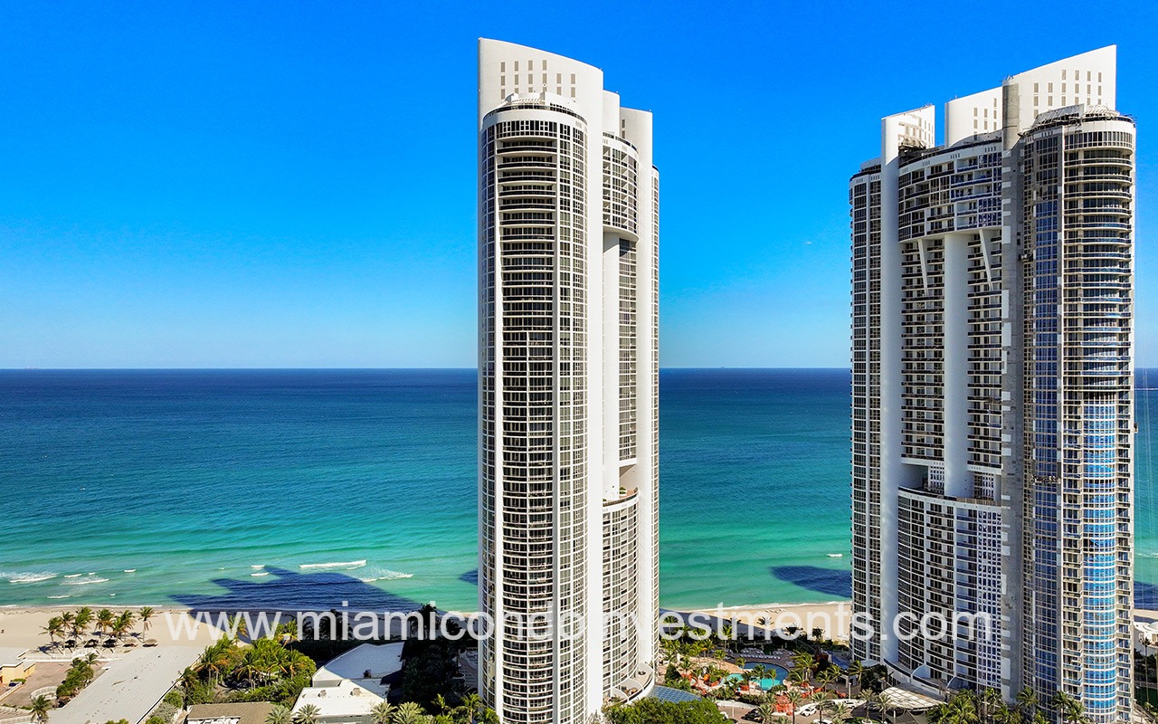 Trump Royal drone view of side of building