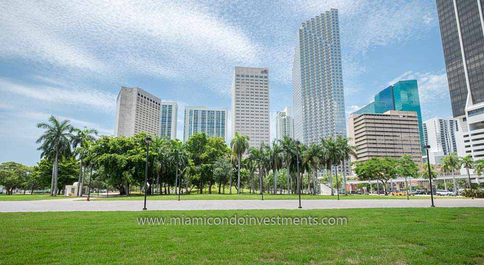 Downtown Miami condos from Bayfront Park