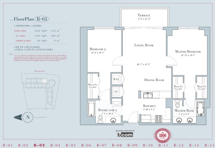1800 Club unit 4003 floor plan