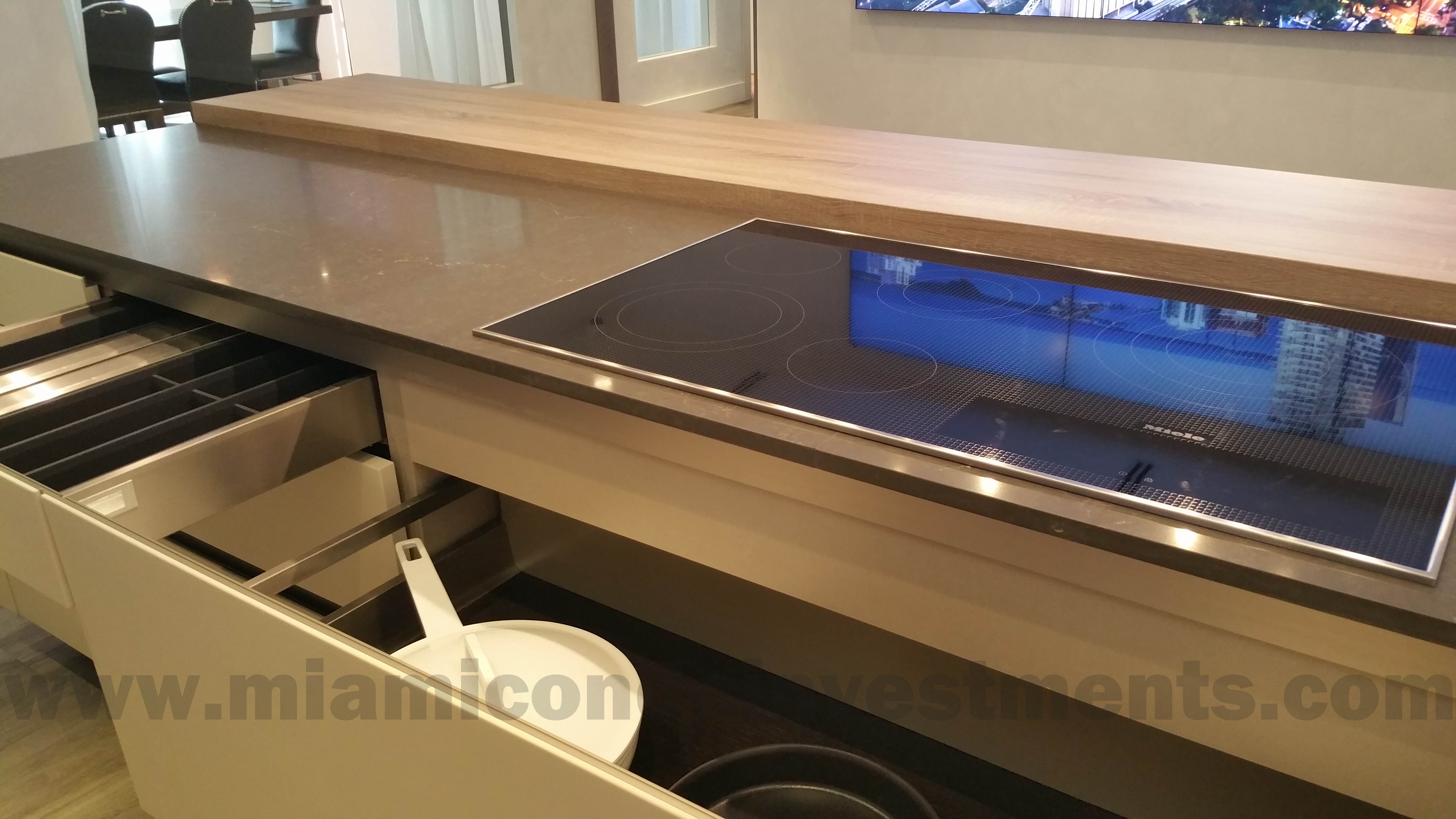 kitchen drawers and glass stovetop