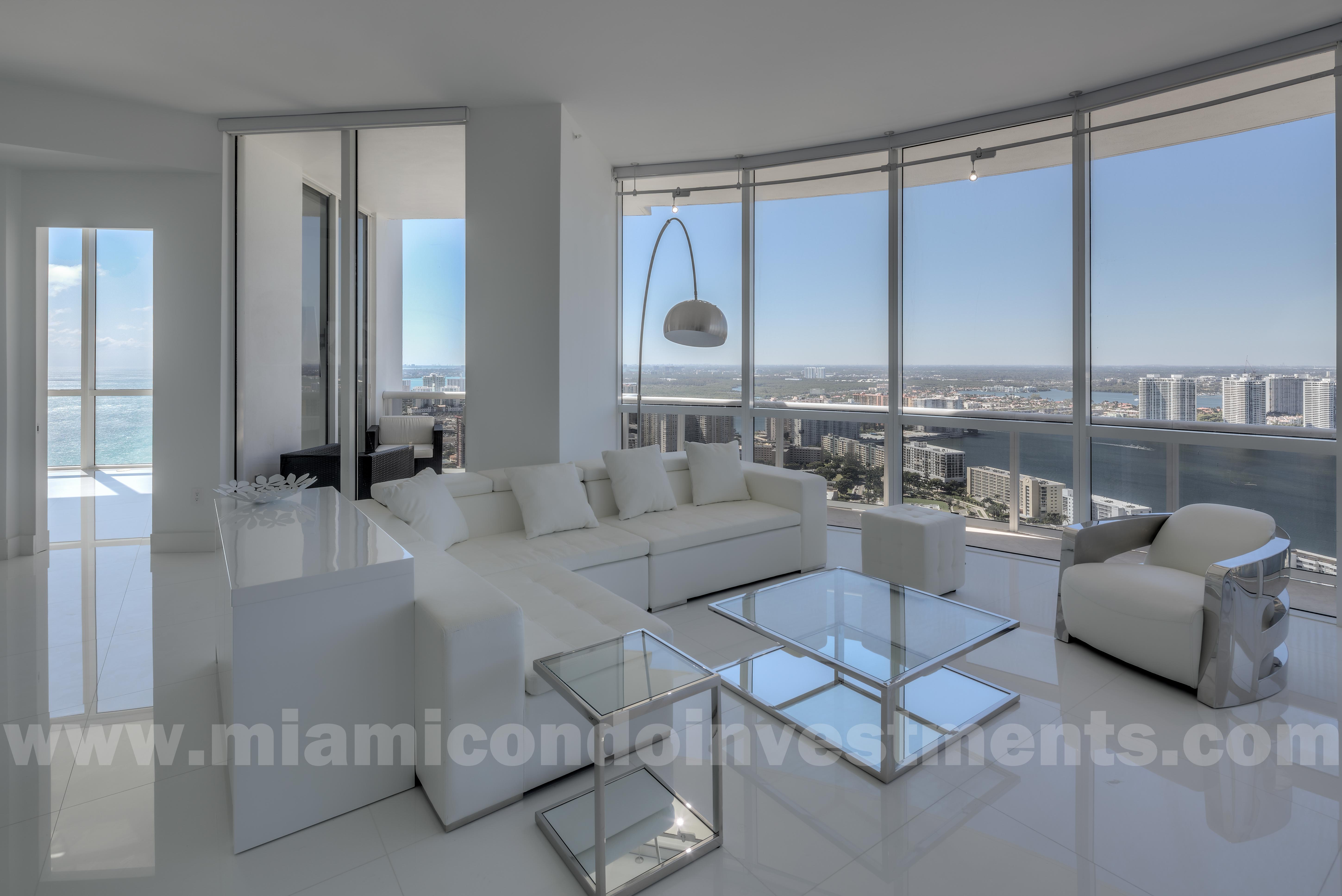 view of ocean, city, and intracoastal waterway from living room view of ocean, city, and intracoastal waterway from living room