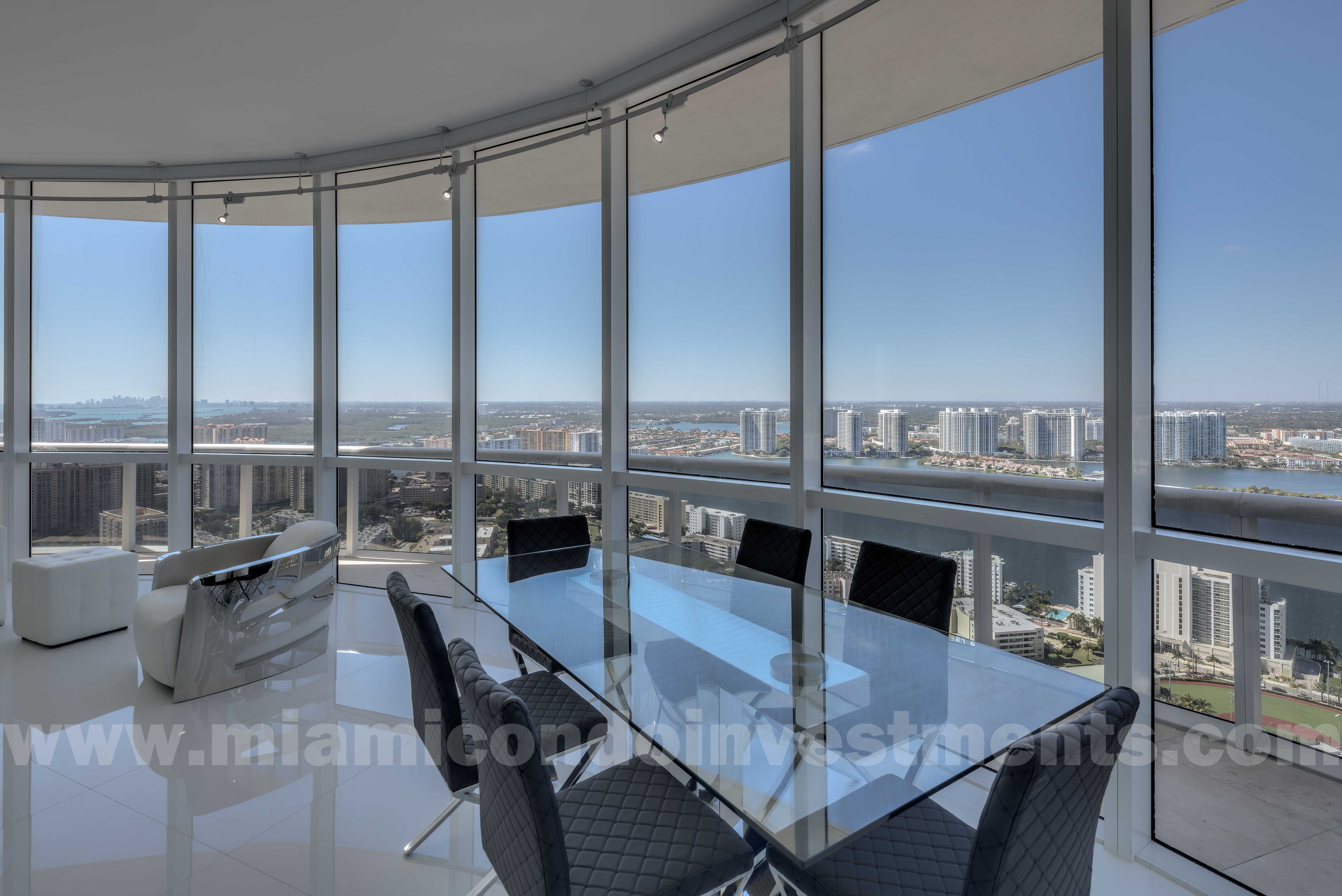 view of intracoastal waterway and Miami skyline from dining table view of intracoastal waterway and Miami skyline from dining table