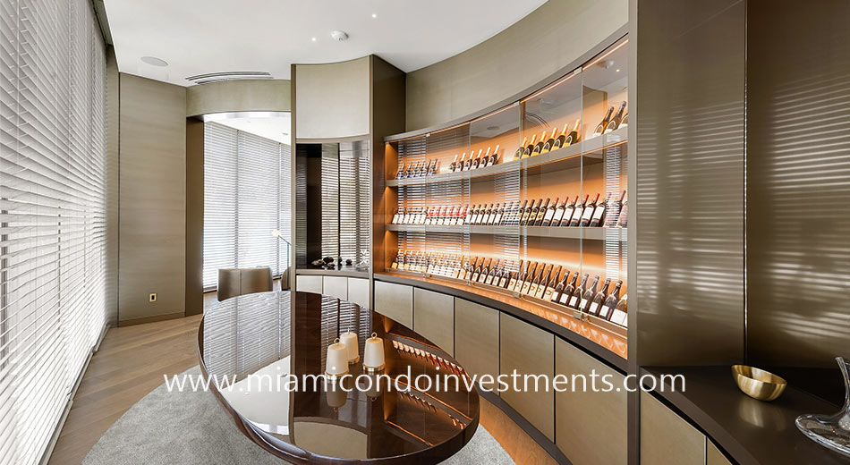 wine cellar at Armani Casa Sunny Isles