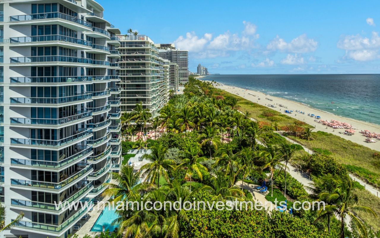 Azure drone profile view of condo building