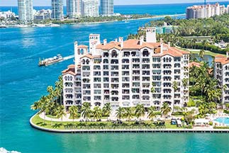 aerial of Bayview condos on Fisher Island