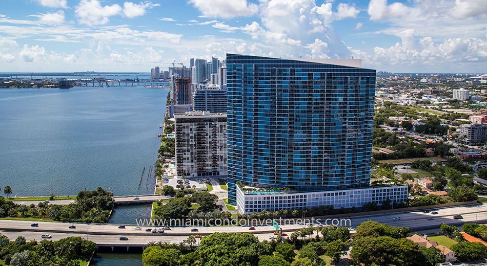 aerial of Blue Condominium in Miami Florida