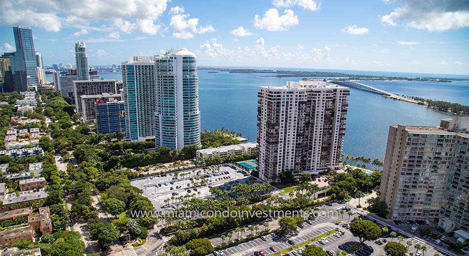 aerial photo of Brickell Bay Club in Miami Florida