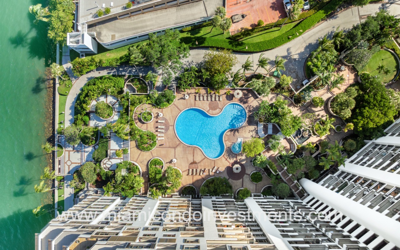 Brickell Key One top down view of pool