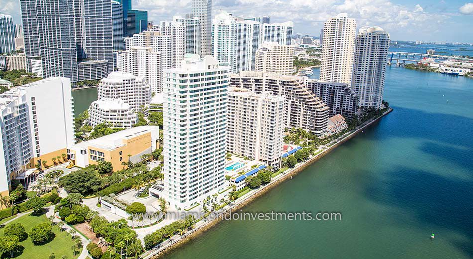 aerial photo showing Brickell Key One