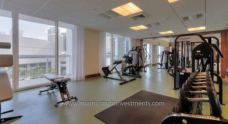 fitness center at Brickell on the River North condominiums