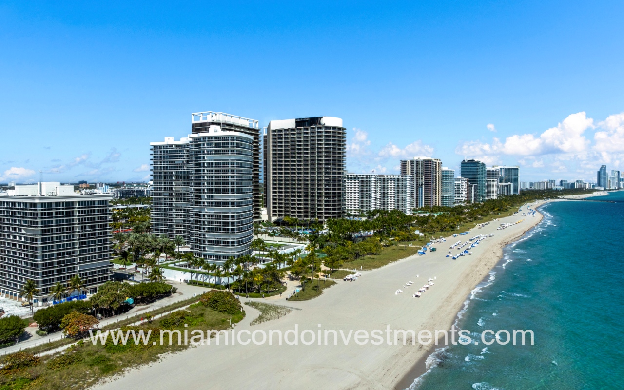 Majestic Tower drone of the condo building on beachfront