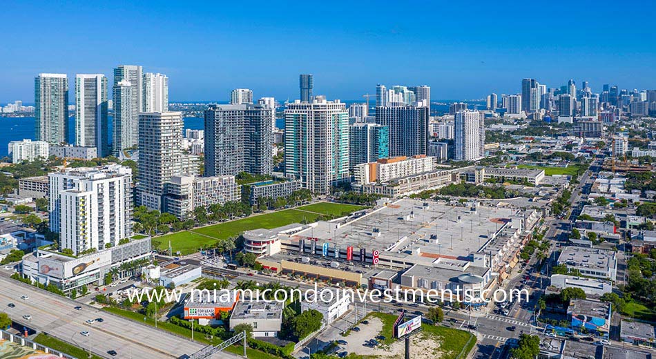 Midtown Miami condos aerial view