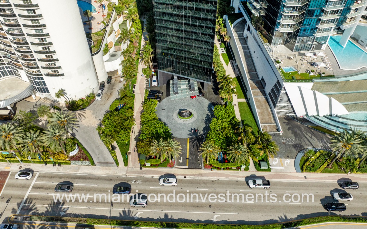 Muse drone of condo building entry