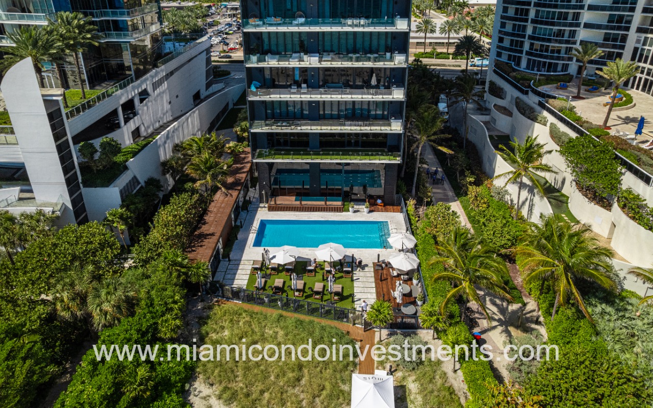 Muse drone of condo building pool