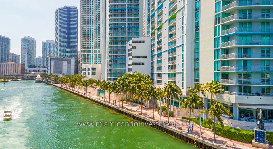 One Miami west condos along the Miami River