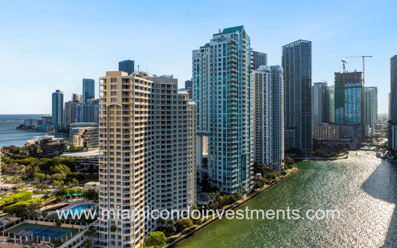 One Tequesta Point drone of condo building along waterway