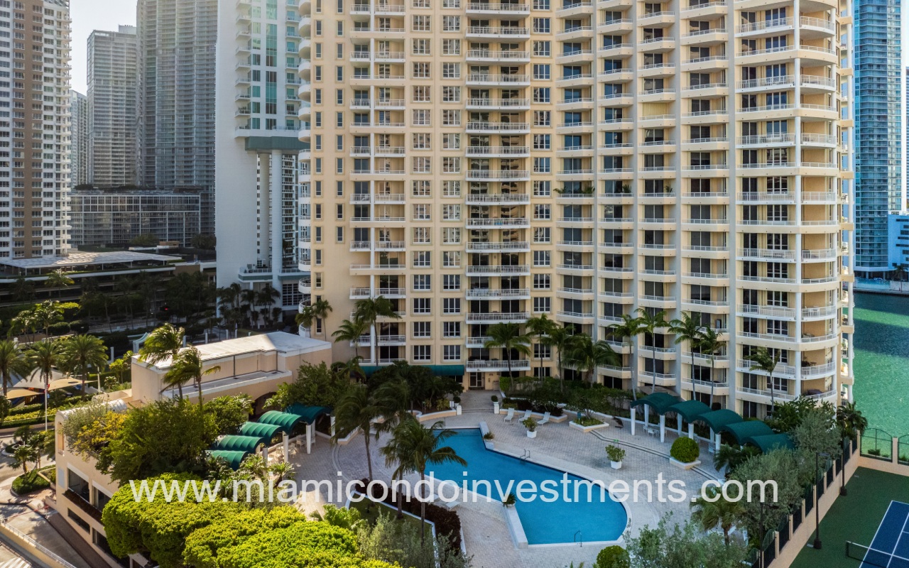 One Tequesta Point drone closeup condo pool area