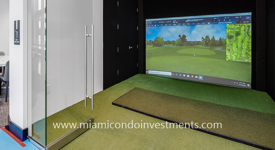 golf simulator at Paramount Miami