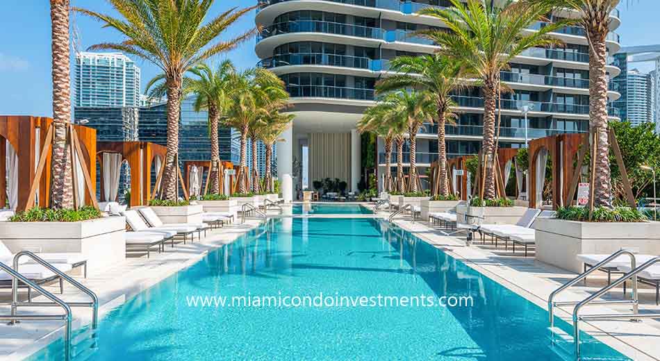 SLS Lux pool deck with cabanas