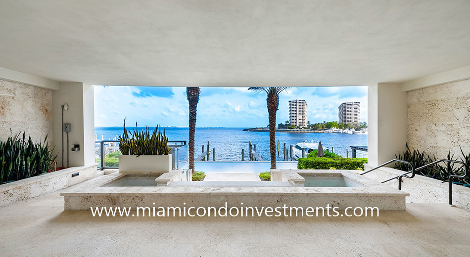 view of pool and Biscayne Bay