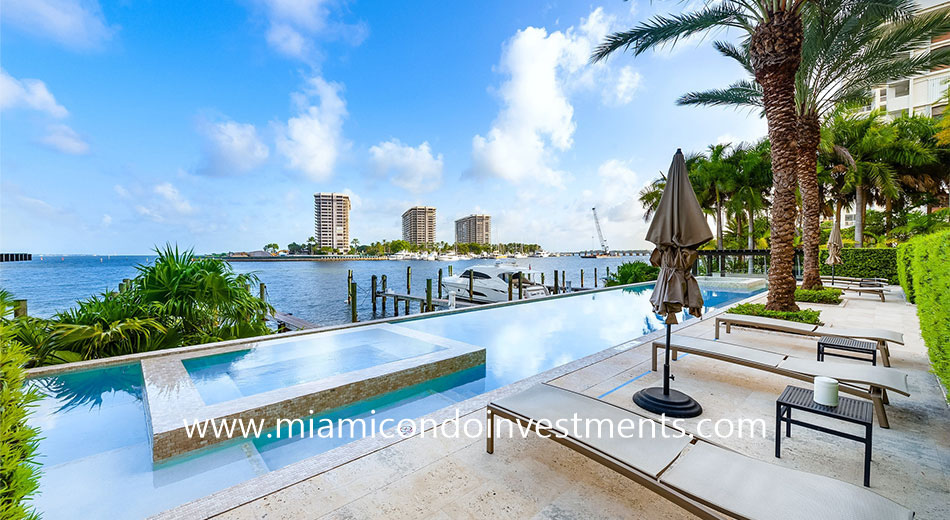 bayfront pool and hot tubs at Residences at Vizcaya