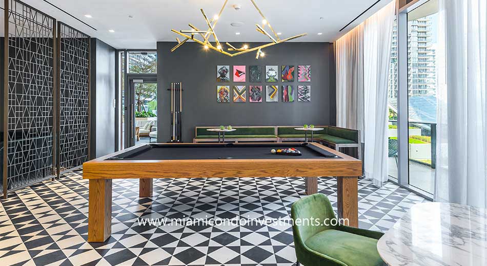 SLS Lux billiards room